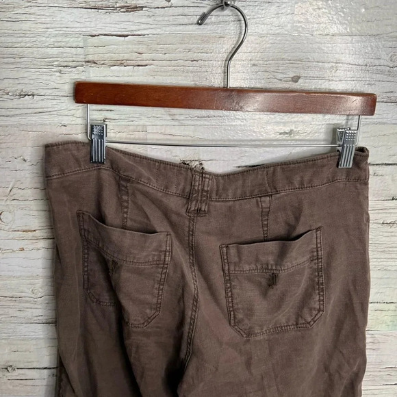 Anthropologie pilcro & the  letterpress brown wide leg crop linen pants size 27 - Picture 6 of 10